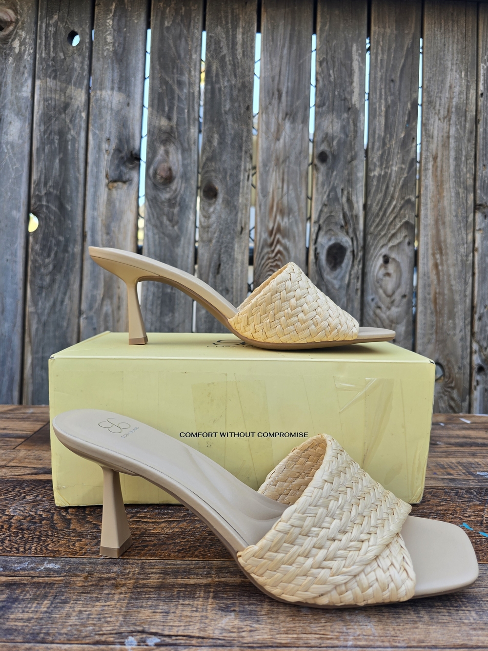 Cosy Island braided slide sandals woven straw texture and square toe Size 9.5 - Picture 2 of 12